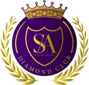 Luxe logo van SA Diamond Club met kroon en laurierkrans.